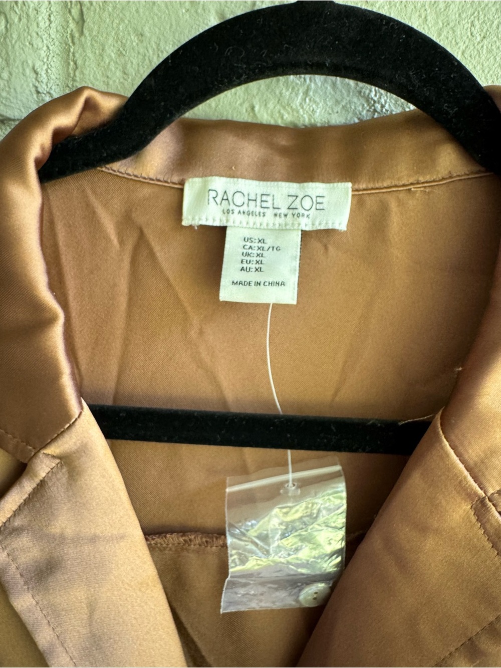 Rachel Zoe Brown Satin Shirt and Wide Leg Pants NWT Sz XL - Picture 2 of 9